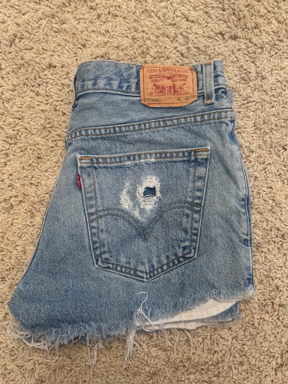 Levi's Light Blue Distressed Denim Jean Shorts